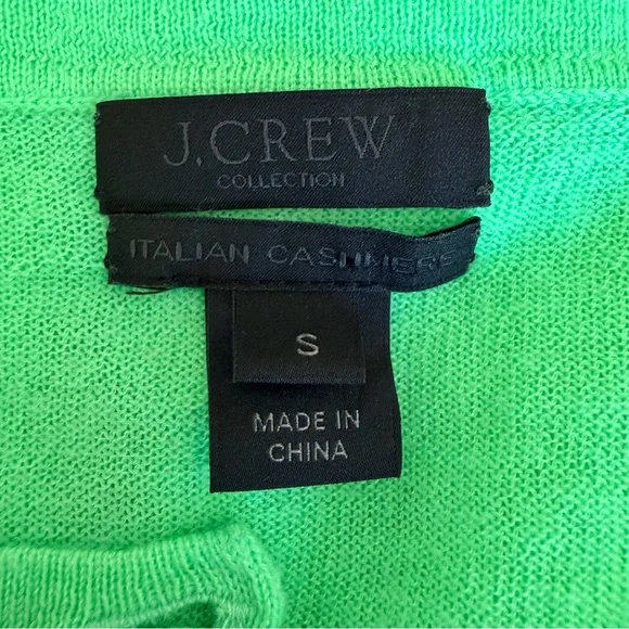 J. Crew Italian Cashmere Lime/Neon Green Button Cardigan | S - Picture 3 of 4
